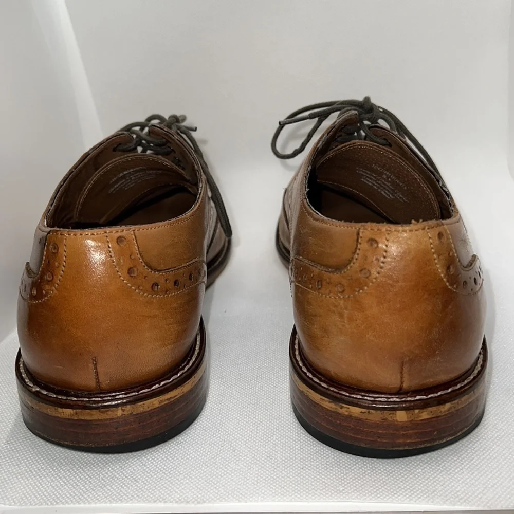 Joseph Abboud leather‎ Cognac brown wingtip lace up Oxford shoes Sz 8.5